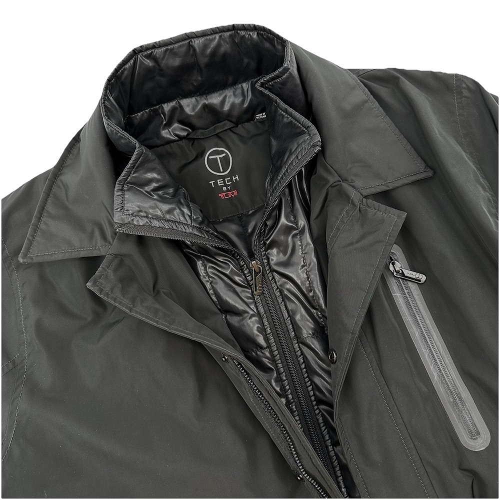 Tech by Tumi Mens‎ Black Insulated Car Coat Quilted Bib Jacket Medium RN128192